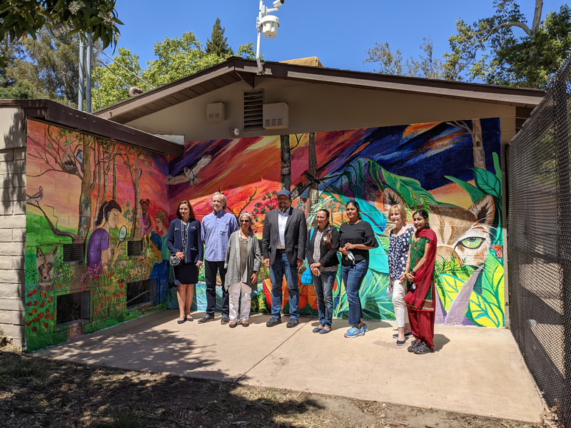 Official opening of Mural to the public by Mayor of Cupertino Darcy Paul. Accompanied by city commissioners